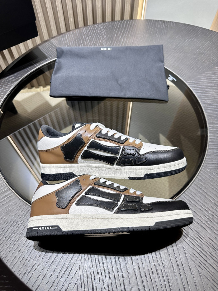 amiri skeleton low-skel top sneakers brown white
