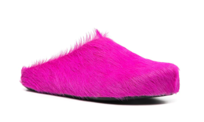 MARNI FUCHSIA LONG HAIR-FUSSBET SABOT SLIPPERS 241220
