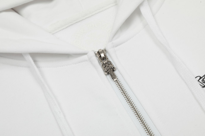 Ch*0me He**ts horseshoe floral zip up hoodie ke816