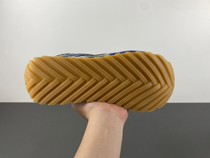 Bottega Veneta Silver & Blue Orbit Sneakers 241798F128005