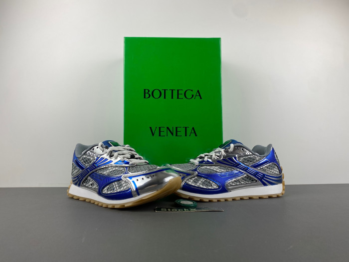 Bottega Veneta Silver & Blue Orbit Sneakers 241798F128005