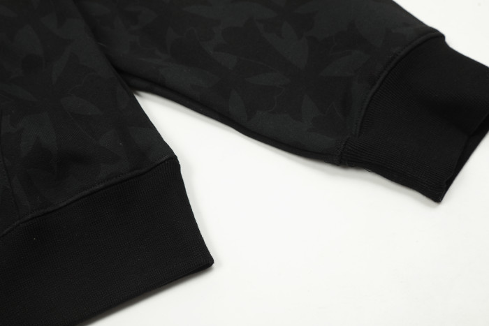 Ch*0me He**ts horseshoe floral zip up hoodie ke818