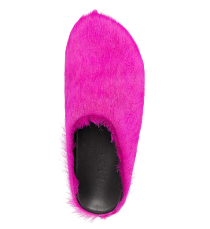 MARNI FUCHSIA LONG HAIR-FUSSBET SABOT SLIPPERS 241220