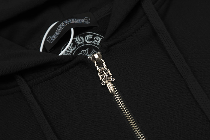 Ch*0me He**ts horseshoe floral zip up hoodie ke821