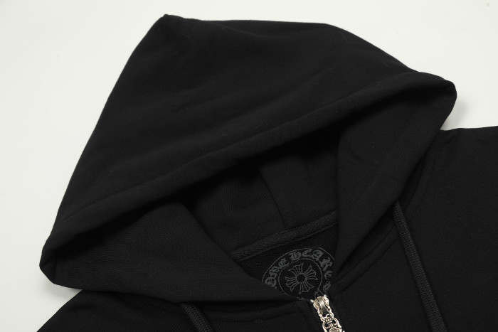 Ch*0me He**ts horseshoe floral zip up hoodie ke815