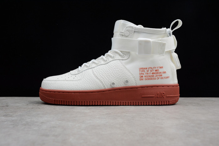 nike sf air force 1 mid "red ivory" white mens - 917753-100