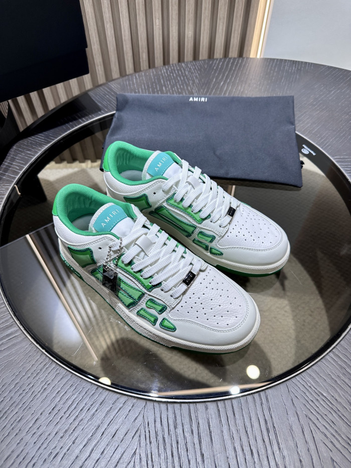 amiri skeleton low-skel top sneakers white green ps24mfs005-310