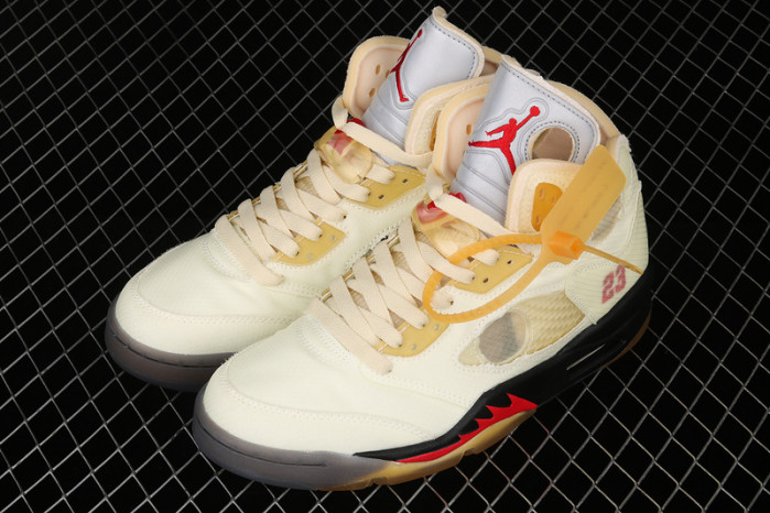 off-white x air jordan 5 “sail” dh8565-100
