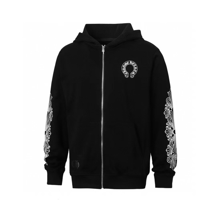 Ch*0me He**ts horseshoe floral zip up hoodie fw00150