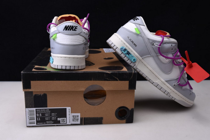 nike dunk low off-white lot 45 dm1602-101